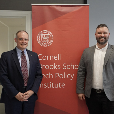 Brooks Tech Policy Speaker with red banner